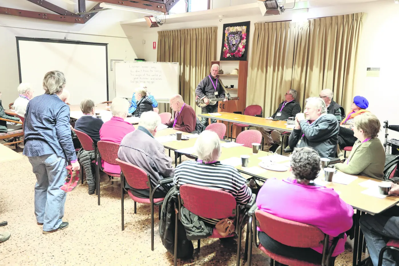 A sing-along at the Orange Parkinson\\'s Support Group last week. Studies have shown that singing can reduce Parkinson\\'s symptoms.