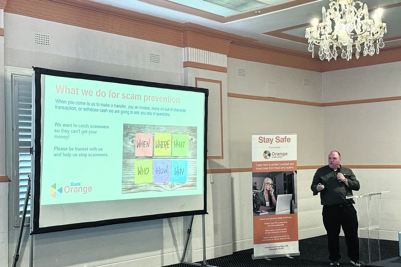 Learn how to protect yourself from scams at Bank Orange Stay Safe Financial Wellness information forum on Tuesday, 23 September.