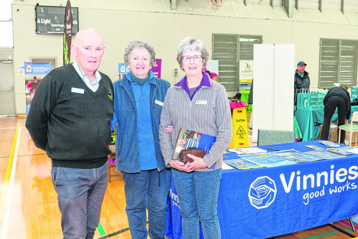 Bill Kelly, Margaret Gwendolin,and Nanette Fogarty.
