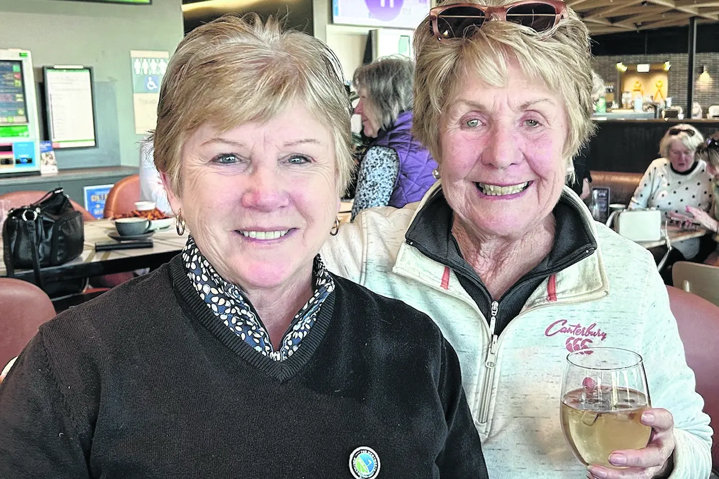 Kerrie Rossetto, the July Monthly Medal Winner, celebrating with Maureen Commins. Photo: Supplied.