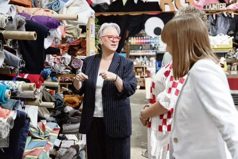 Minister for Environment Penny Sharpe at a creative reuse centre in Sydney on Friday where the state\\'s litter reduction statistics were announced. Photo: Supplied