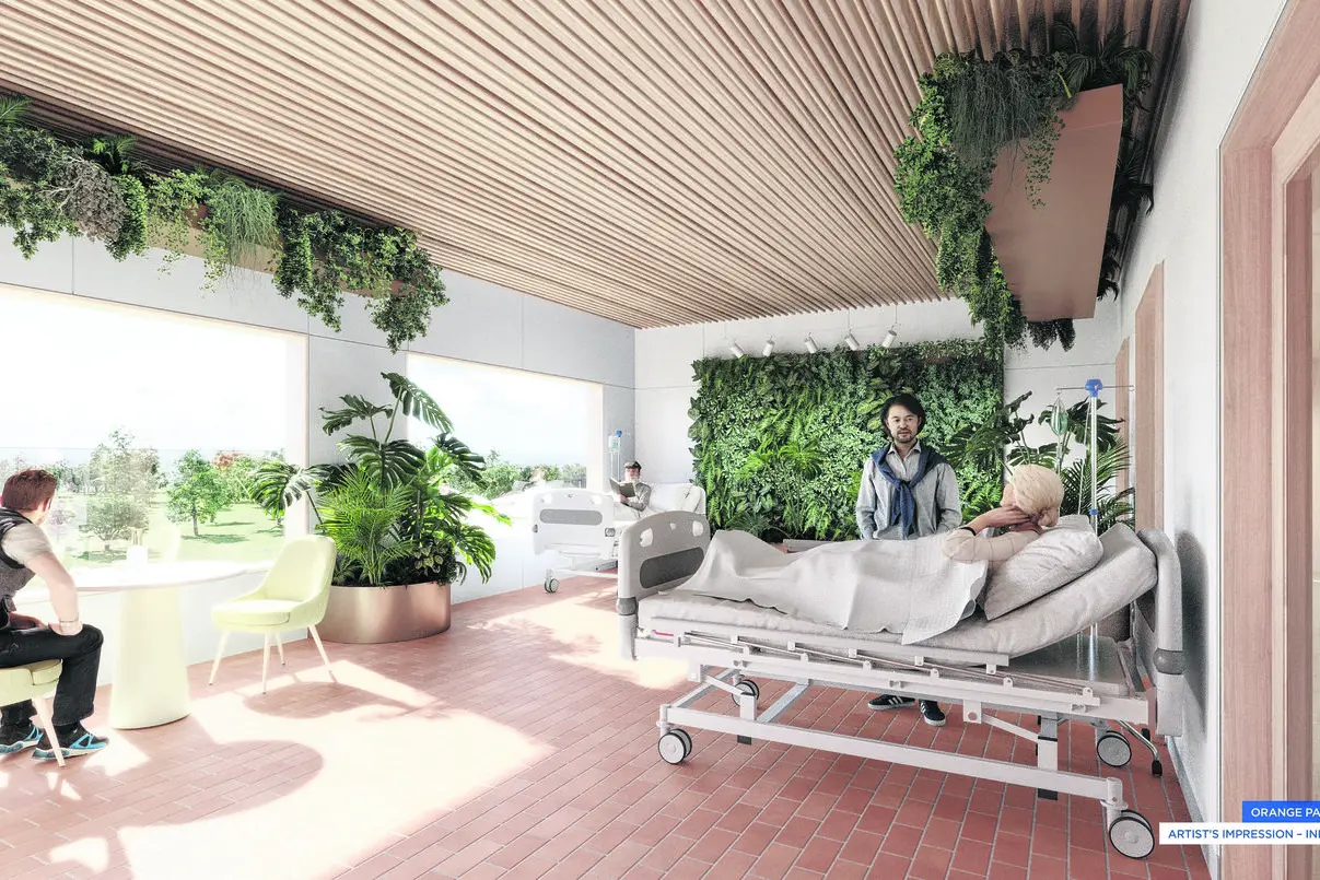 Work has started on Orange\\'s new palliative care unit with the courtyard shown in this artist\\u2019s impression. Image: Supplied.