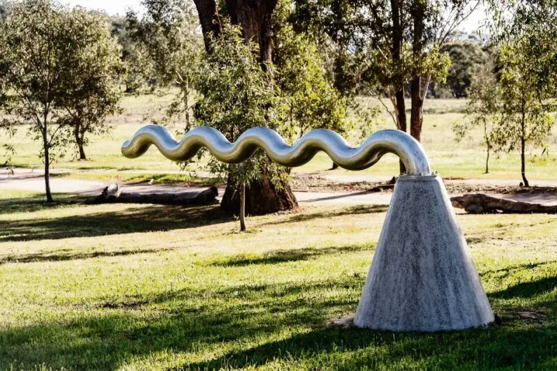 \"Inland Jetty\" by Vlas\\u00E9 Nikoleski from Charlestown, won the $30,000 SIG and Mid-Western Regional Council prize at Sculptures in the Garden recently \\u2013 awarded for the most outstanding large-scale work. Photos: SIG