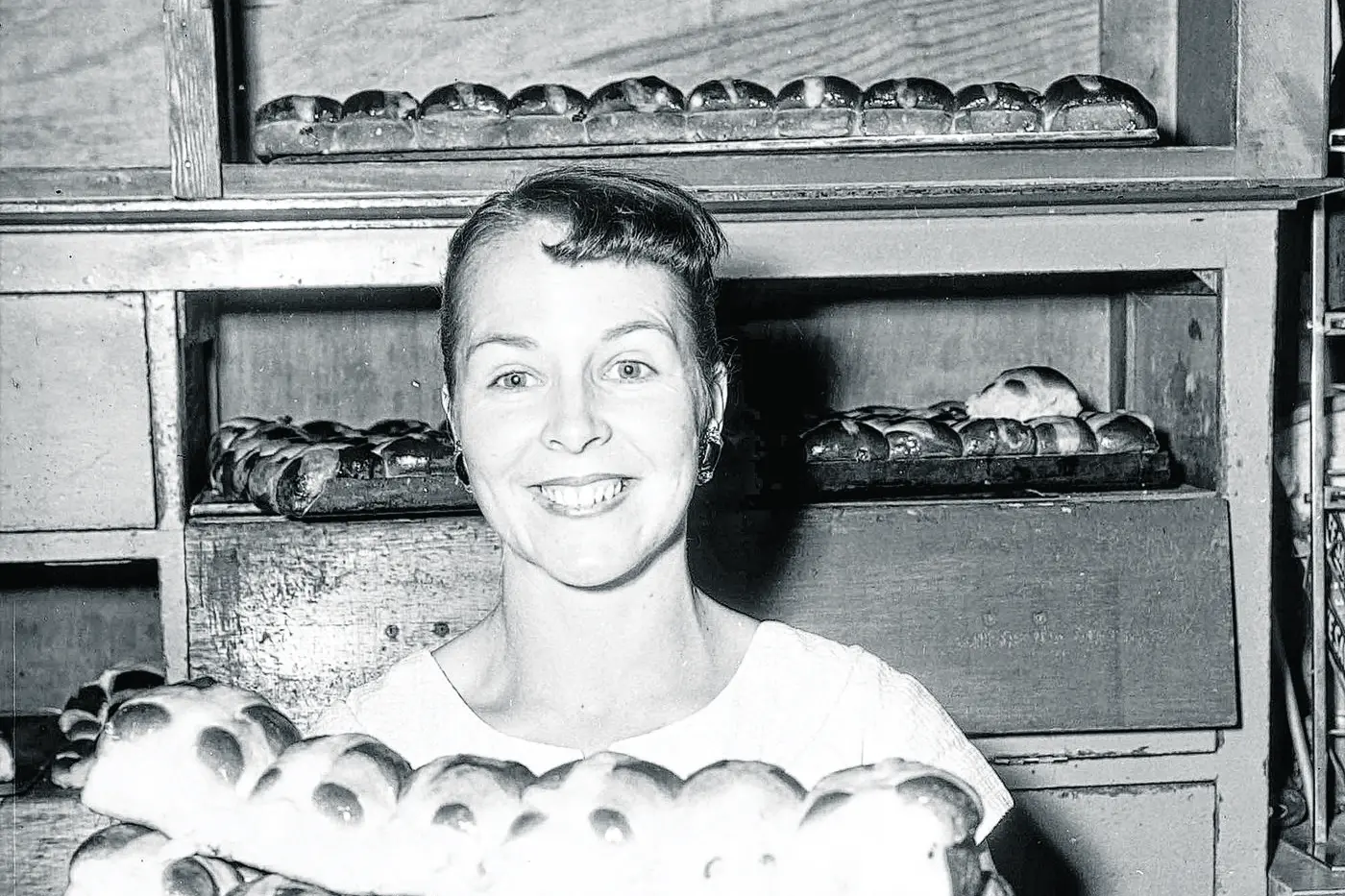 Hot cross buns at Roberts\\' Bakery.