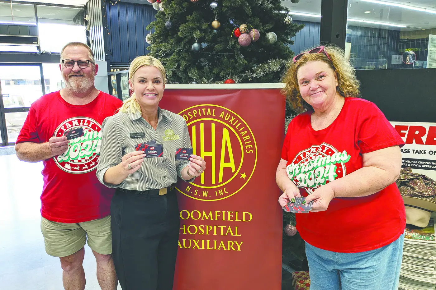 Bloomfield Hospital Auxiliary members Luke and Tania O\\u2019Donahue with Rochelle Ashcroft