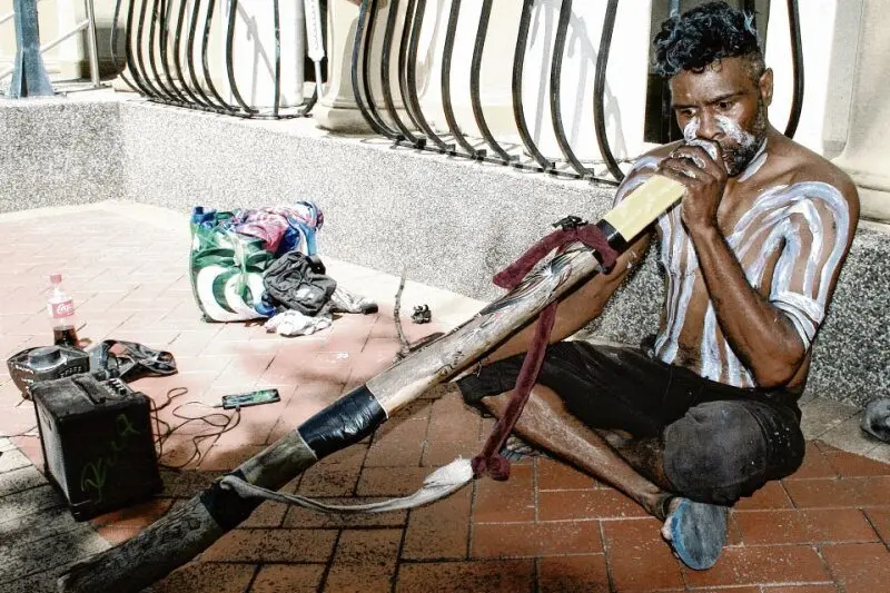 Indigenous performer Wayne Langlow: \\u201CI don\\u2019t just play the didgeridoo, I also sing, dance, write poetry, and make things.\\u201D Photo: Orange City Life