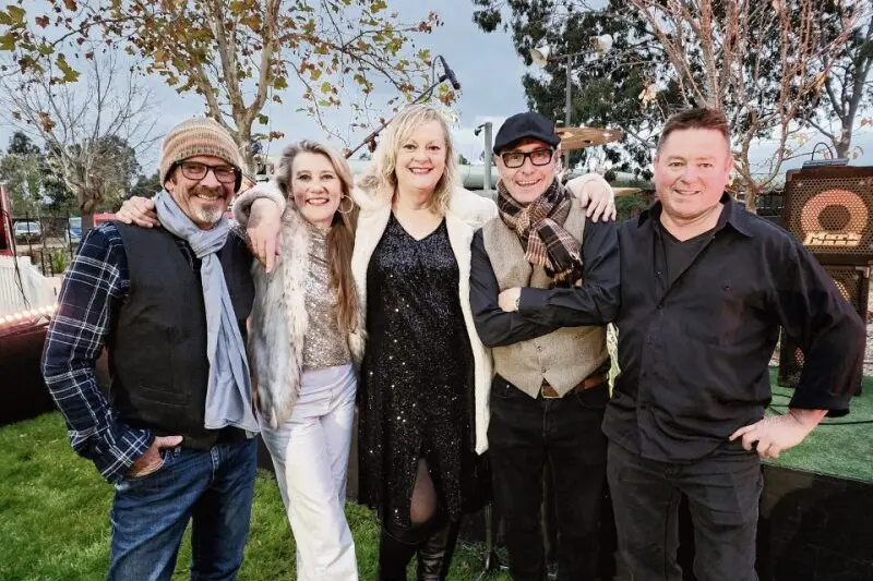 The High Tone Pants continue to bring high-energy blues to the region. From left Hughie Brown, Danielle Pearce, Melissa Stanford, Ebbo Brown, and Paul Burge. Photos: Supplied.