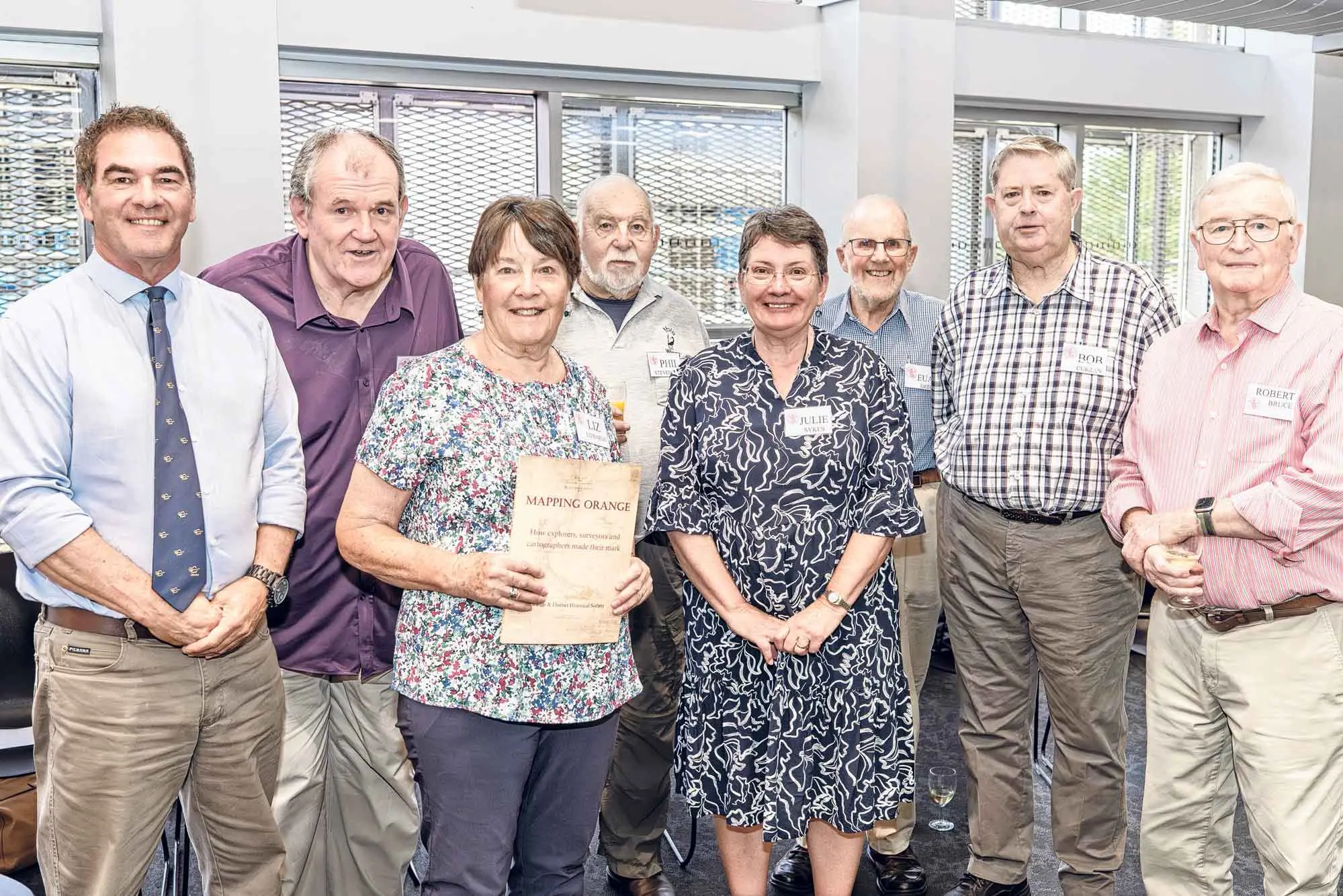 <p>Orange Mayor Tony Mileto with book contributors Jim Coffey, Elisabeth Edwards, Phil Stevenson, Julie Sykes, Ewan Greer, Bob Curran and Robert Bruce.  </p>\\n