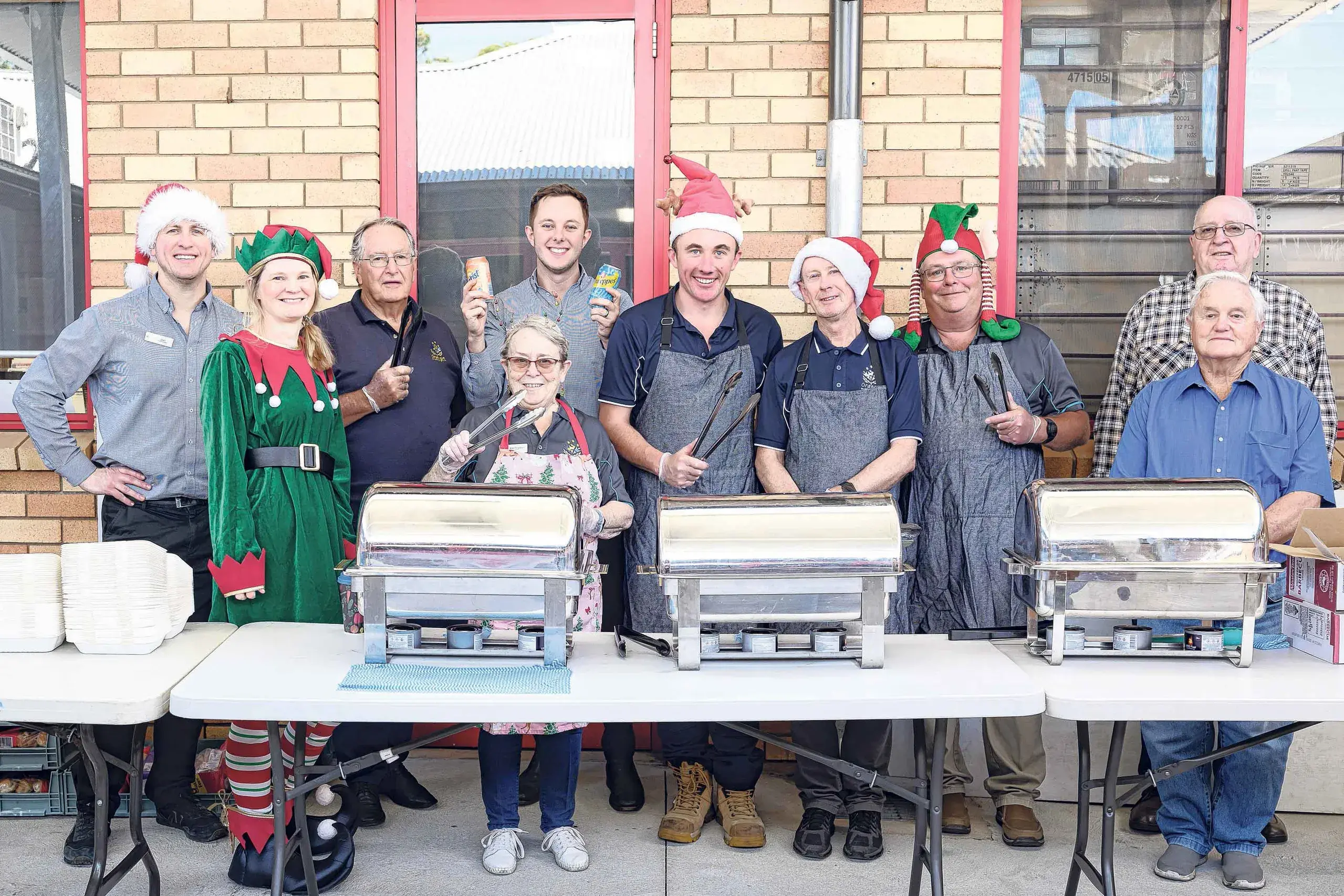 <p>Orange Ex-Services\\' Club board members and staff at the Anson Street School Christmas party: Josh Turnbull, Leanne Vogler, Club President Graham Gentles, Luke Wilson, Ros Davidson, Will Parish, Paul Dowler, Tony Boland, Frank McCarthy and Lindsay Wright.</p>\\n