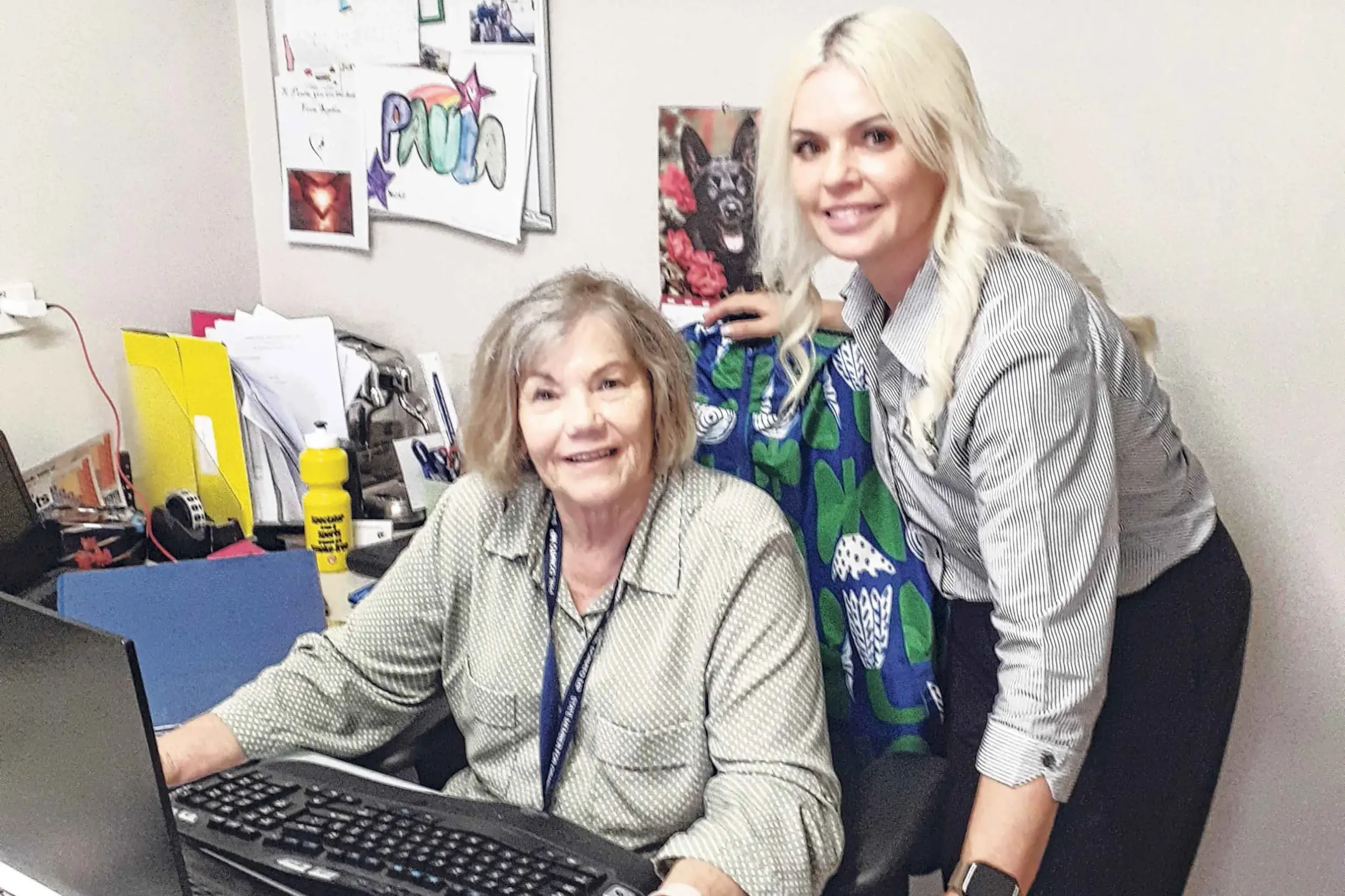 <p>Rochelle Ashcroft from Ashcroft IGA\\u2019s Let\\u2019s Make Better charity recently handed over a cheque to Paula Townsend to help with Bowen Community Technology Centre\\u2019s running costs. Photo: Supplied.</p>\\n