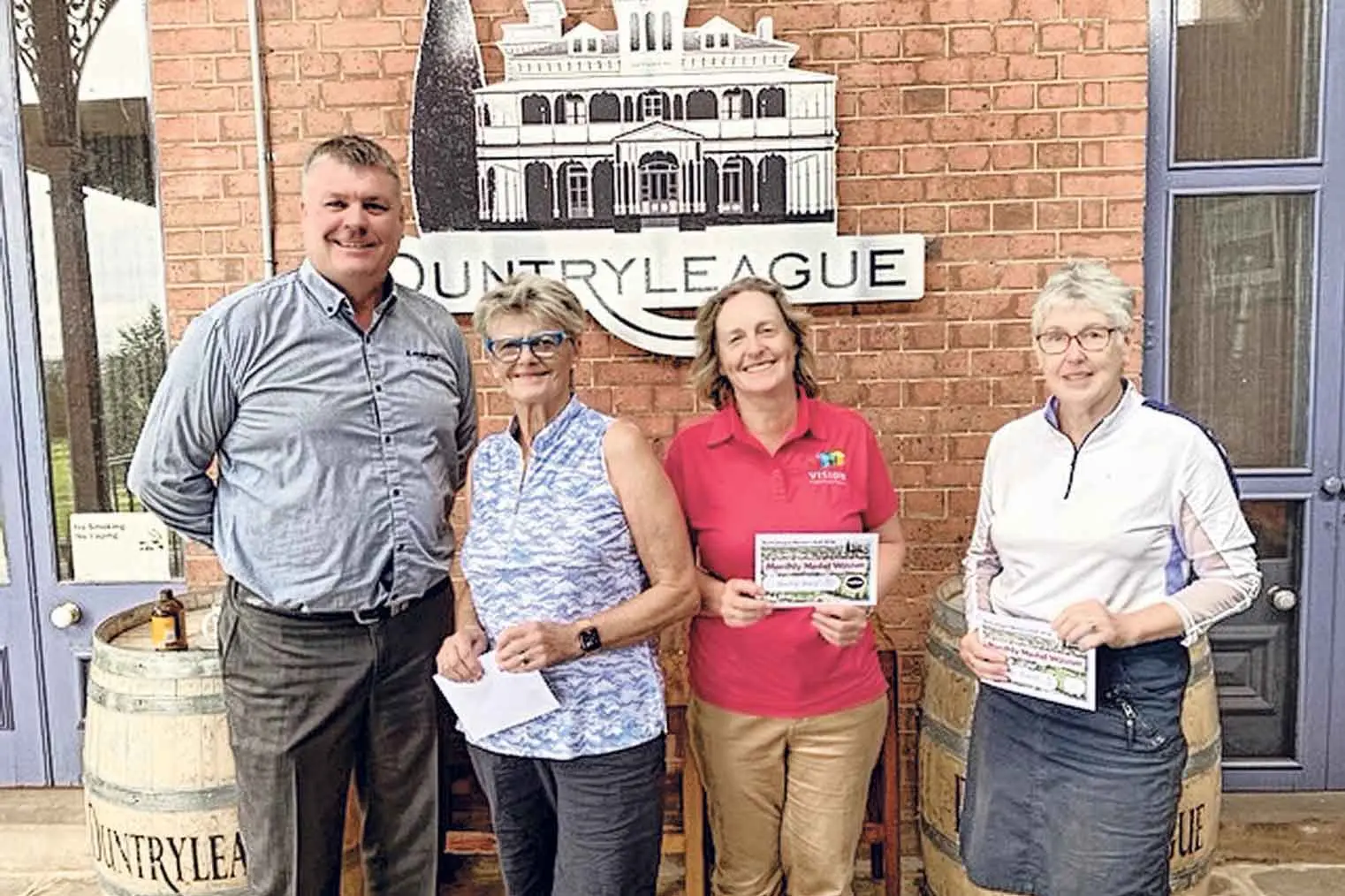 <p>March Monthly Medal Day: Matthew Greatbatch, representing Tony Leahey Motor Group, with winners Gay Stone, Sally Kay and Heather Grant</p>\\n