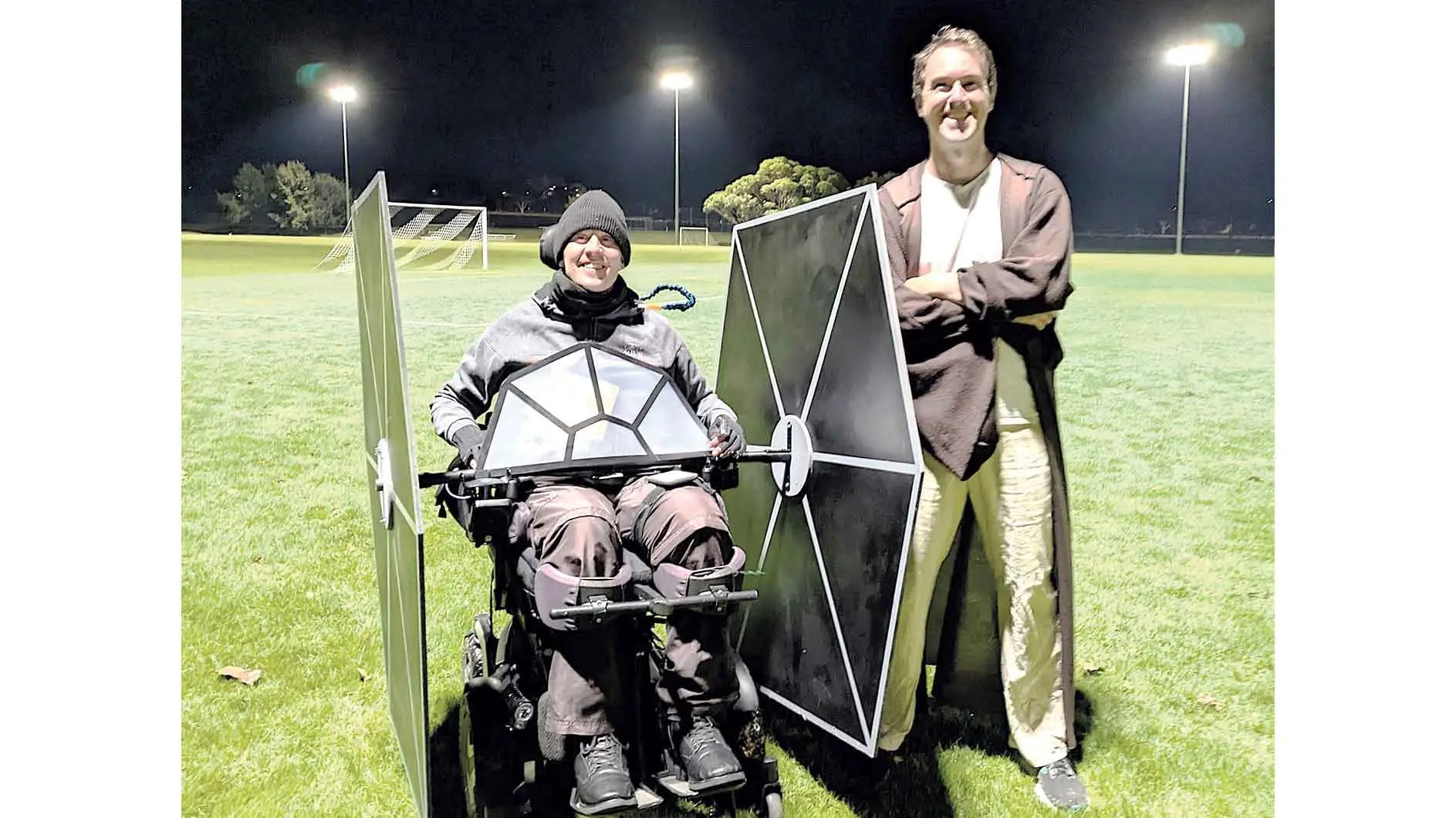 Dr Steve taking on the Death Star, with invitation to Wings for Life World Run