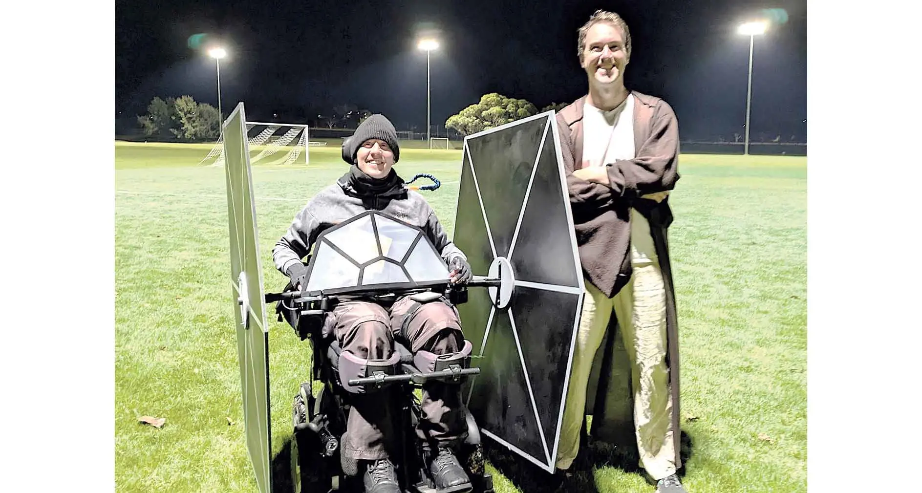 Dr Steve taking on the Death Star, with invitation to Wings for Life World Run