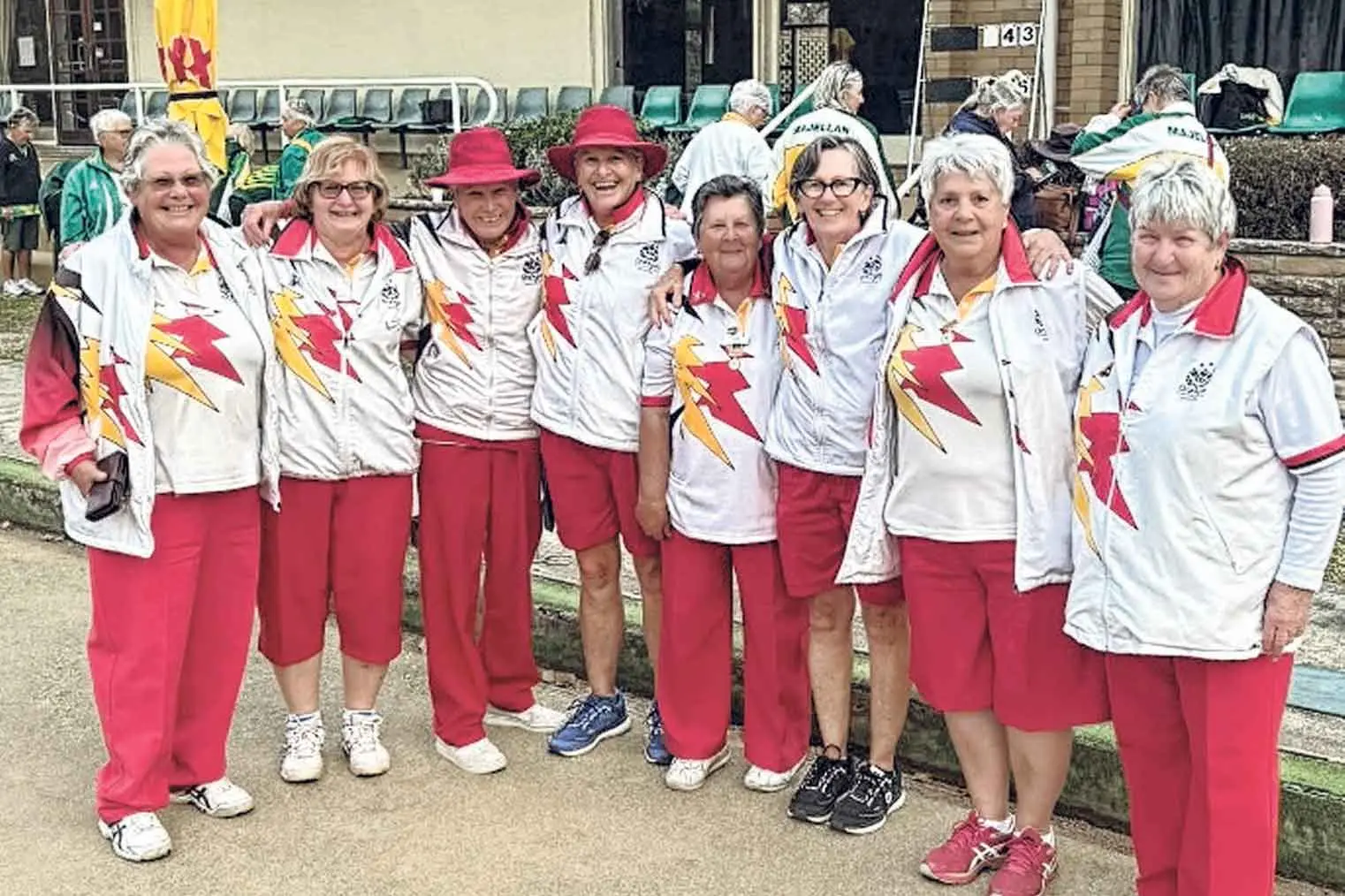 <p>Annette Nash, Veronica Alexander, Jane Rowlands, Julie Pitt, Judy Adams, Marg Henry, Trish Wilson, Yvonne Johnson. Absent are Lorraine Gallard and Verna Toss.</p>\\n