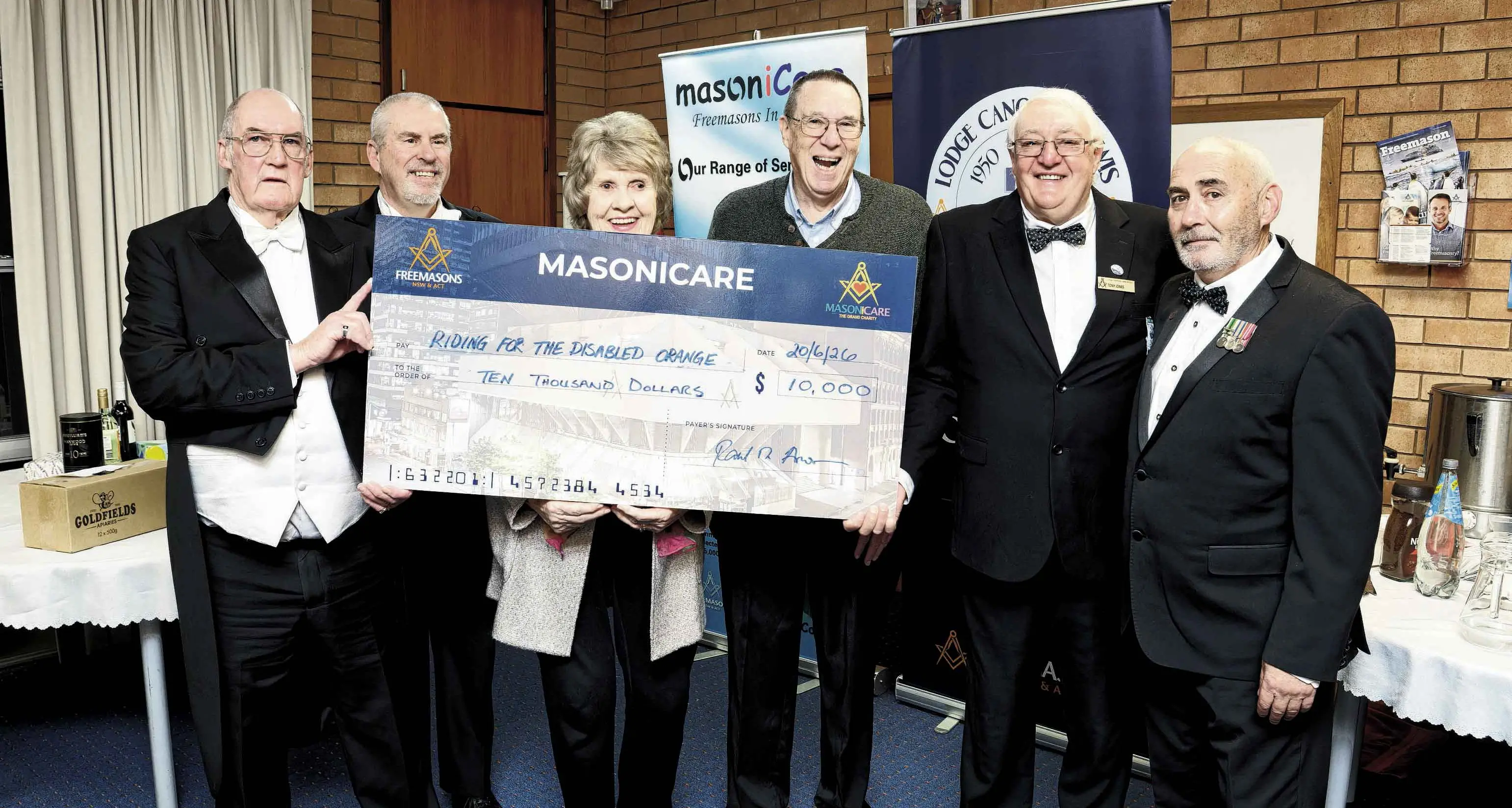 Orange Masonic Lodge donates $10,000 to help RDA