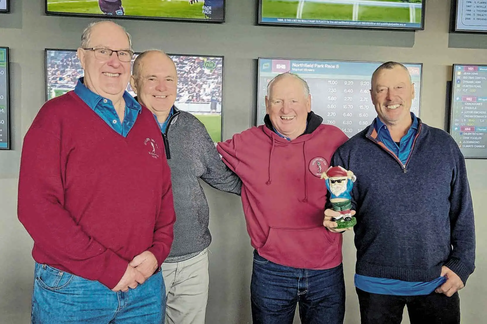 <p>John Pritchard with Michael McGovern, Graham Moose Tilston, and Michael Straney.</p>\\n