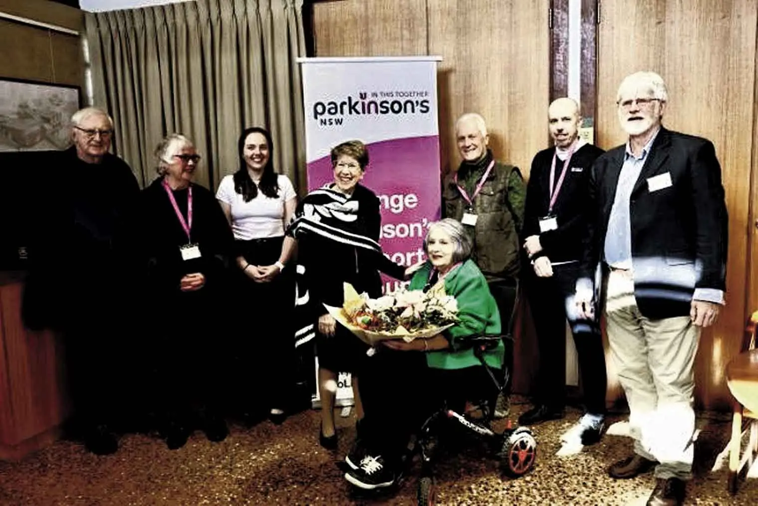 <p>Mr Dennis Wilson, Assoc Prof Rachel Rossiter, Holly Fish, Her Excellency, Margaret Beasley, Justin Porter, Michael Macdonald, Bernie Duffy and Petah Duffy just prior to the Bouquet presentation to Her Excellency. Photo: Supplied. </p>\\n