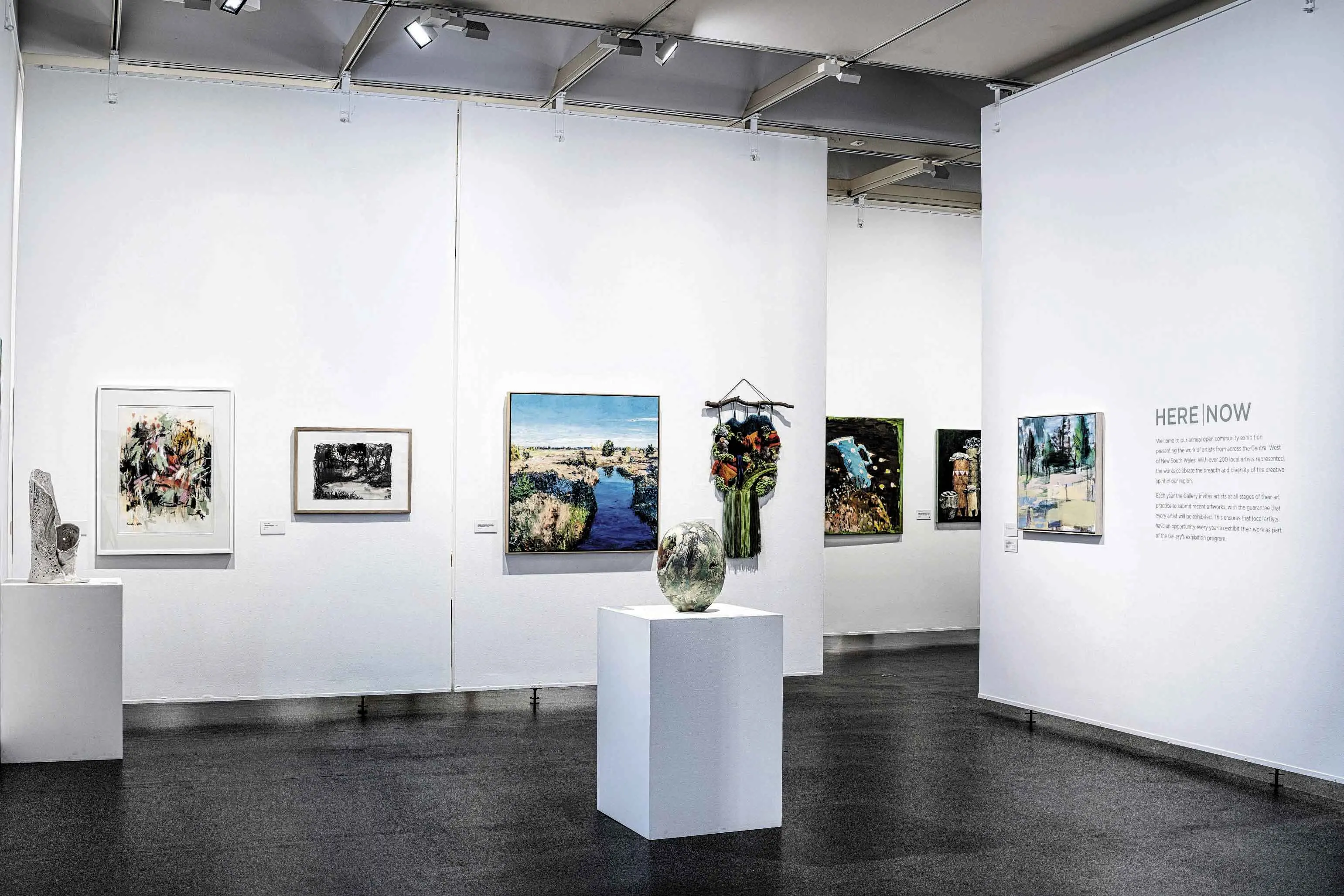 <p>Installation view of HERE/NOW in 2025. Photo: John Daly</p>\\n