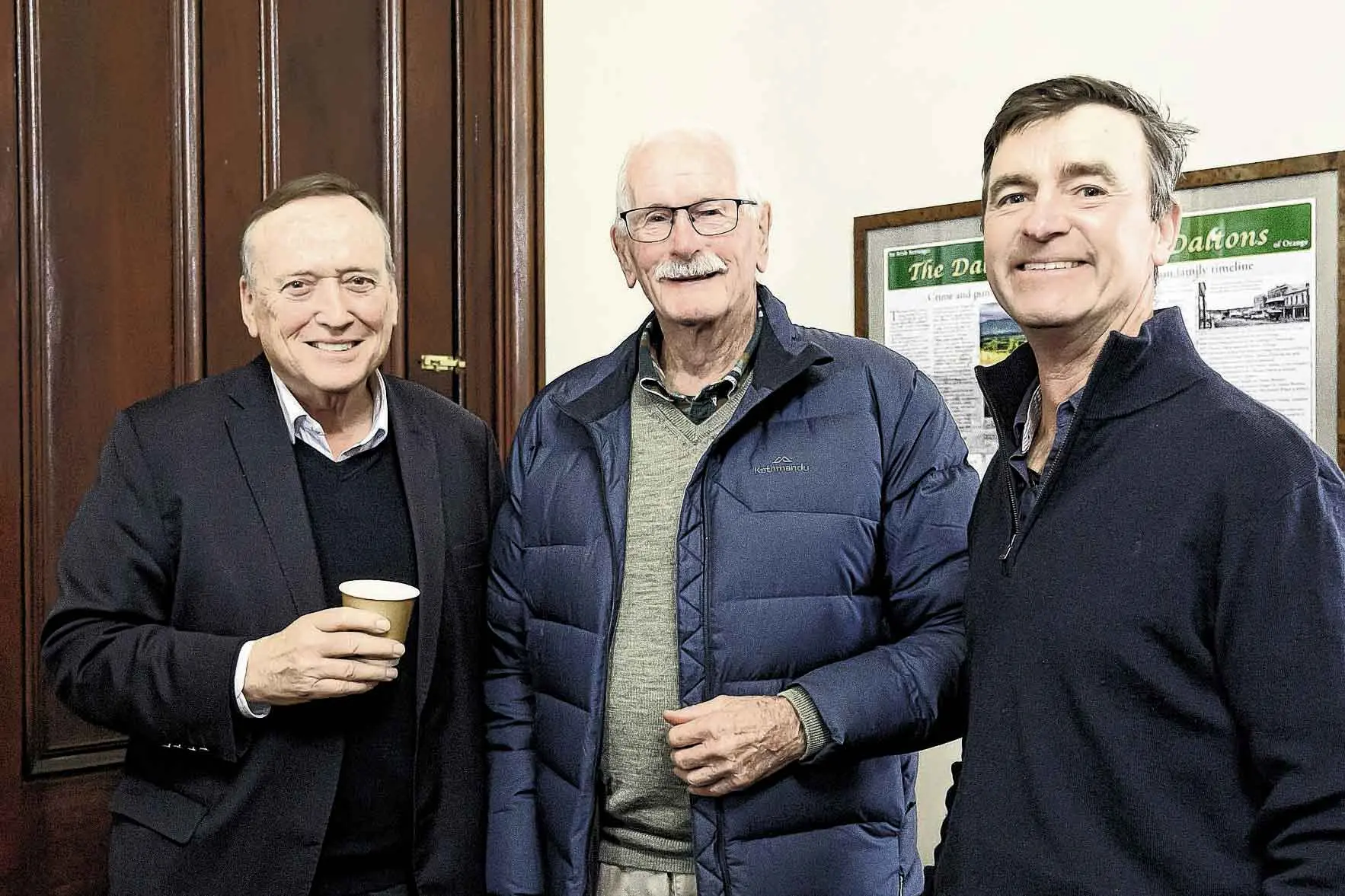 <p>John Colvin, John Pierce and Dan Whitely. Photo: Orange City Life. </p>\\n