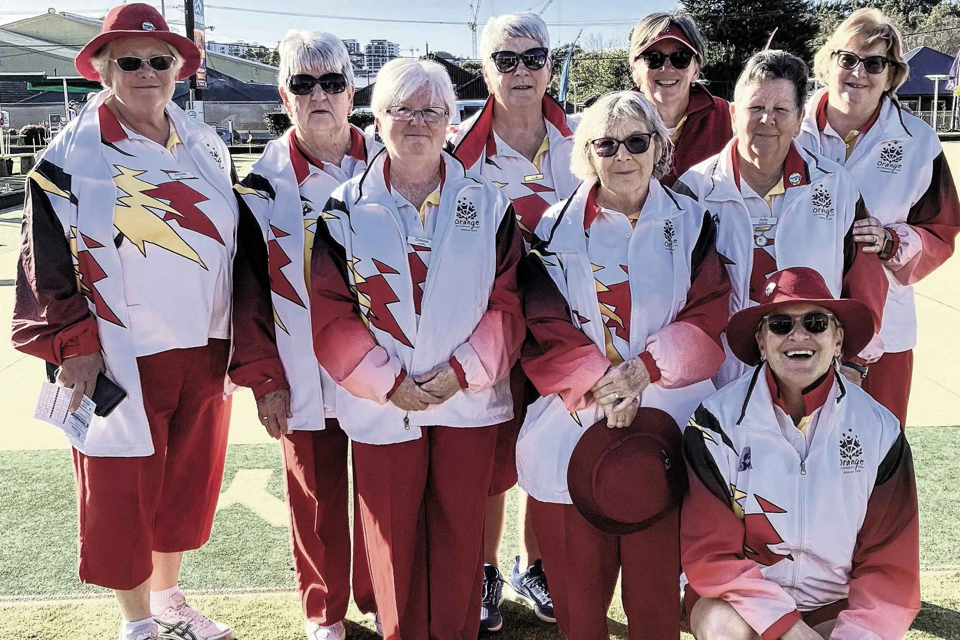 <p>Annette Nash, Yvonne Johnston, Denise Leahy, Trish Wilson, Verna Tos, Marg Henry, Judy Adams, Veronica Alexander, and (kneeling) Julie Pitt. Absent: Lorraine Gallard.</p>\\n
