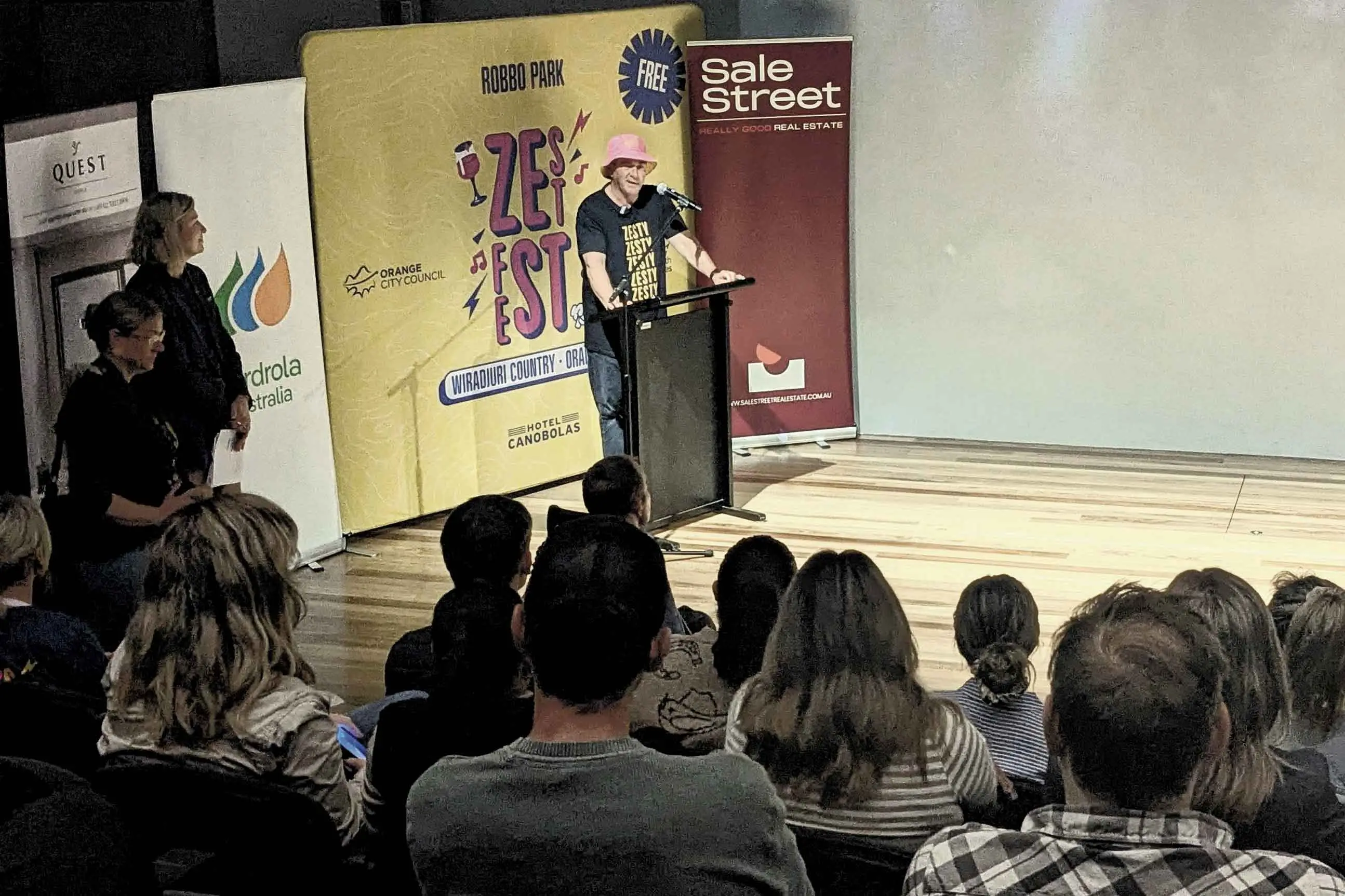 <p>Orange Mayor Tony Mileto in festive attire for the Zest Fest line-up launch.</p>\\n