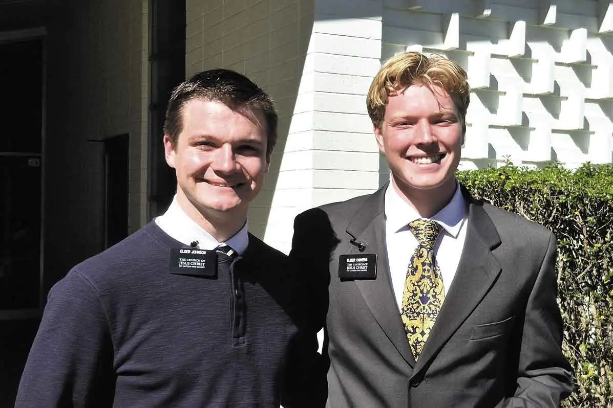 <p>Elders in demand: Mormon missionaries here to serve, Elders Brooks Johnson and Bodhi Chivers. Photo: Orange City Life. </p>\\n
