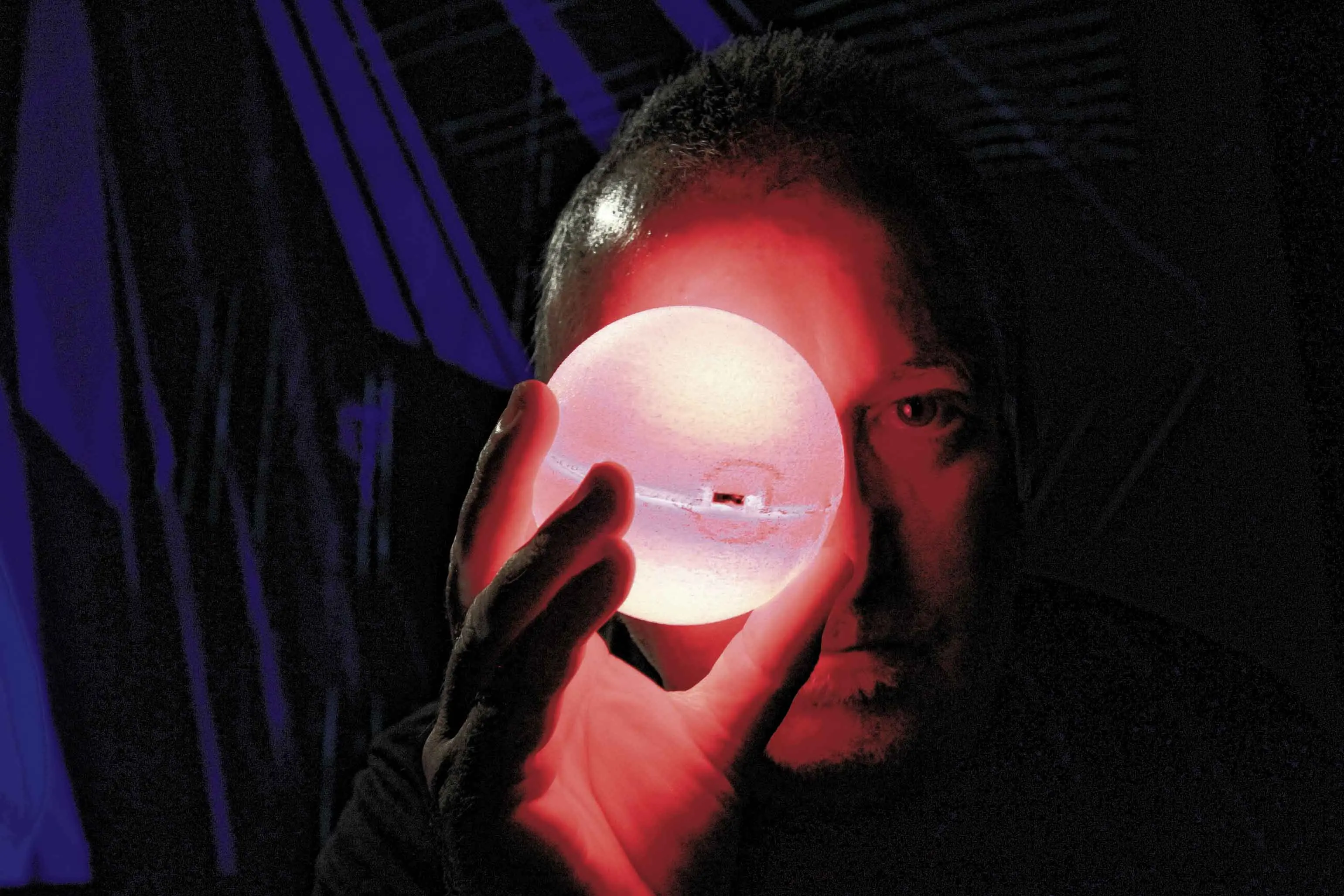 <p>NikNaK is an an electronic musician and inventor best known for his homemade \"Round Sounds\" instruments, which transform movement into music through illuminated, motion-controlled performance. Photo: Supplied. </p>\\n