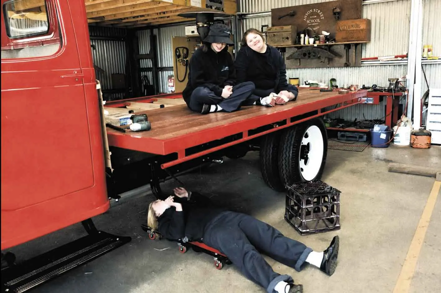 <p>Return of a legend, restoration of a red 1949 Austin Truck provided Anson Street School with mechanical experience, as well as helping develop team-work as well as literacy and numeracy skills. Photo: Gnoo Blass Classic Car Club</p>\\n