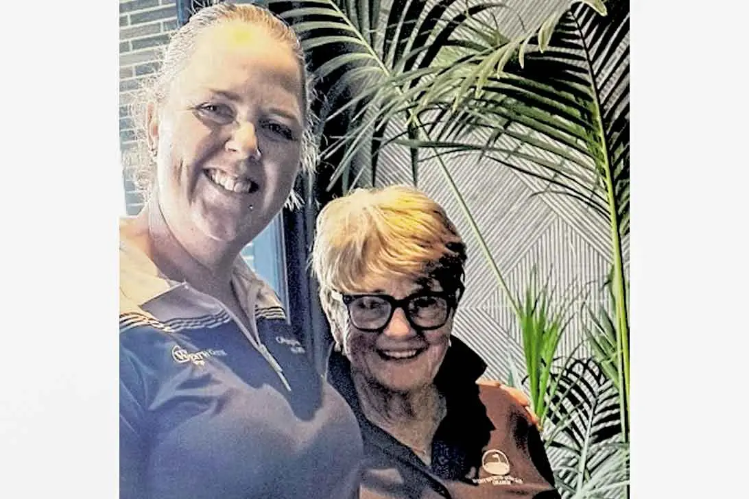 <p>Captain Tayla Harvey presenting Coral Britt with her award.</p>\\n